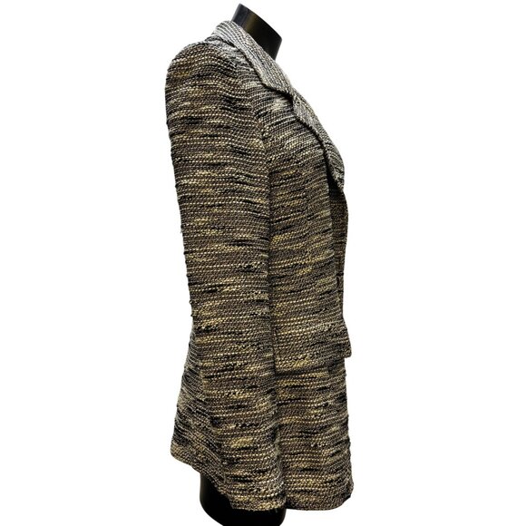 St. John Knit Jacket Tan/Black Size 6 Textured Pattern Button Closure 6 - Picture 3 of 8